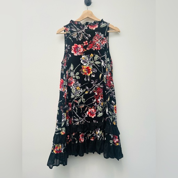 Papillon Floral Ruffled Hem Tiered Shift Dress XS Boho - Picture 4 of 10